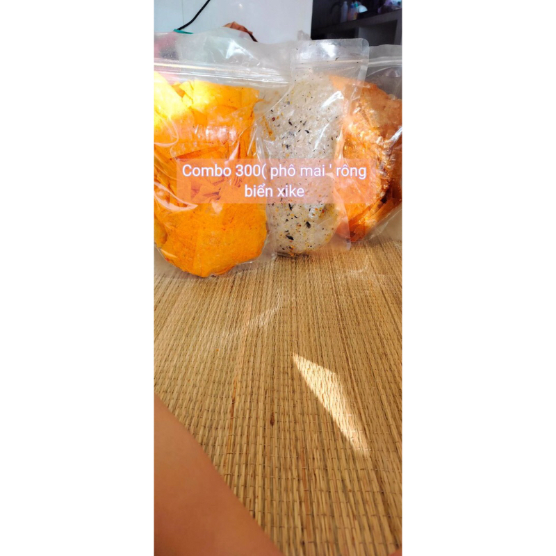 Combo 900g Phô mai, rong biển - xike, 3 túi- mỗi túi 300g