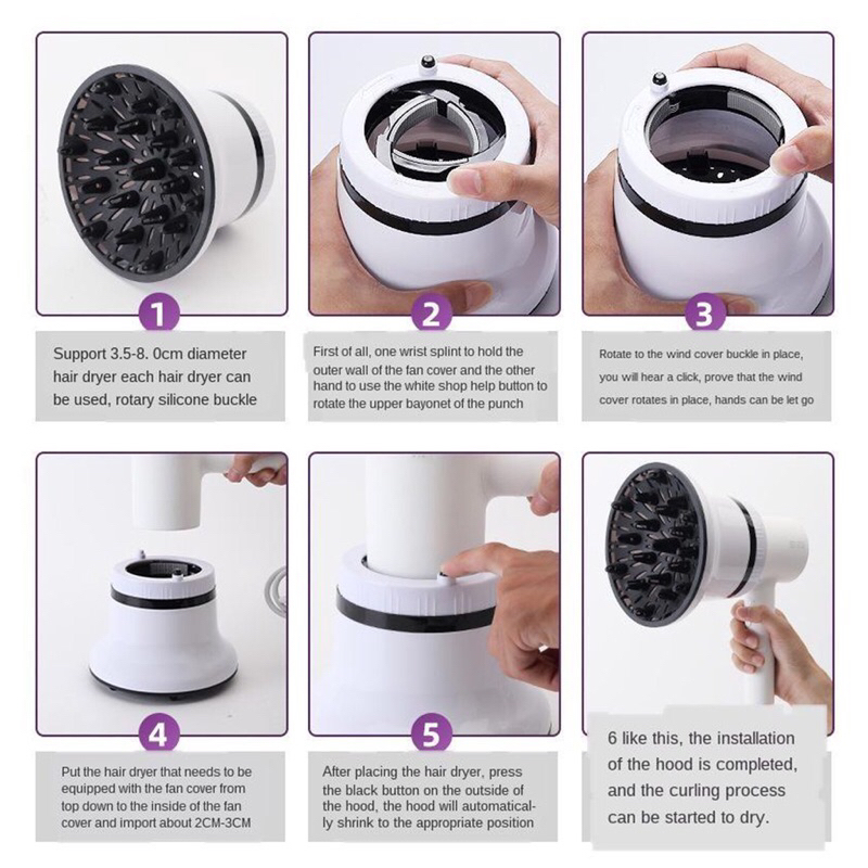 Đầu Chụp Máy Sấy Tóc Xoăn Đa Năng Phù Hợp Với Mọi Loại Máy Sấy Loa sấy tóc xoăn sóng nước, xù mì, xoăn bóp gel, xoăn gợn