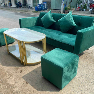 Bàn sofa bed, bàn trà sofa 2 mặt kính đôi kết hợp khung sắt sơn tĩnh điện - bảo hành 12 tháng