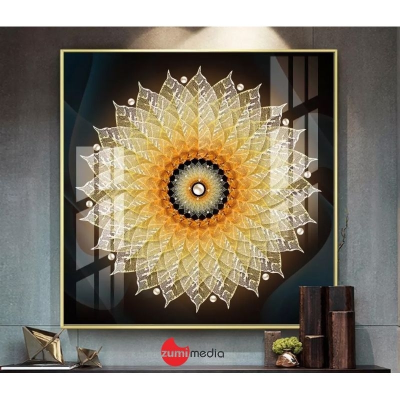 tranh in lá bồ đề, gỗ tráng gương 40x40