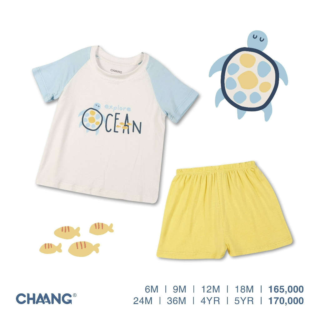 Bộ Quần Áo Cộc Raglan Sea Xanh Vàng CHAANG SS22D1