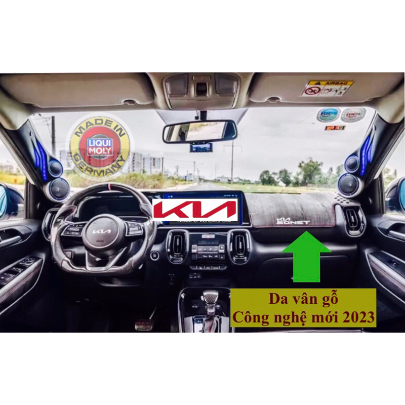 Kia Sonet 2021-2023 ,Thảm taplo ô tô - Da vân gỗ công nghệ mới 2023(+ Quà tặng)