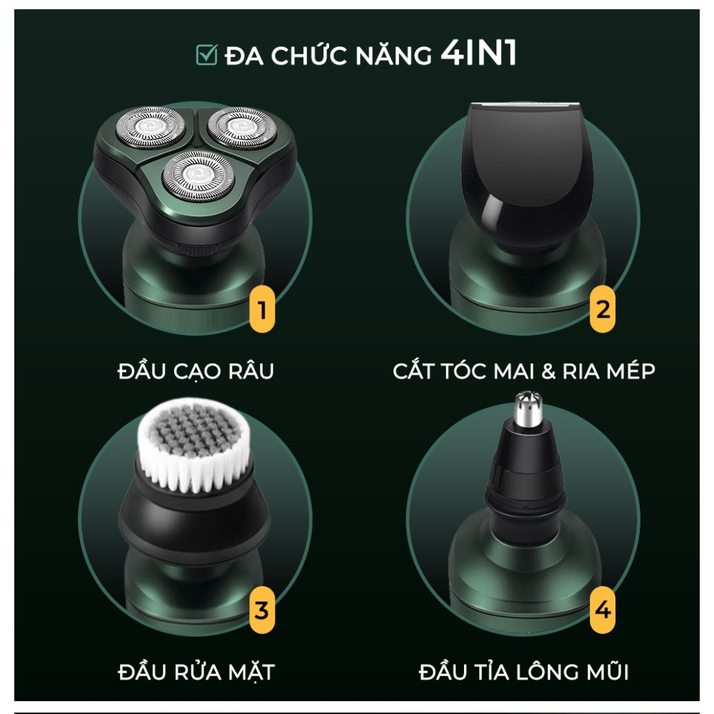 Máy Cạo Râu Cao Cấp 4in1 Chống Nước Chuẩn IPX7