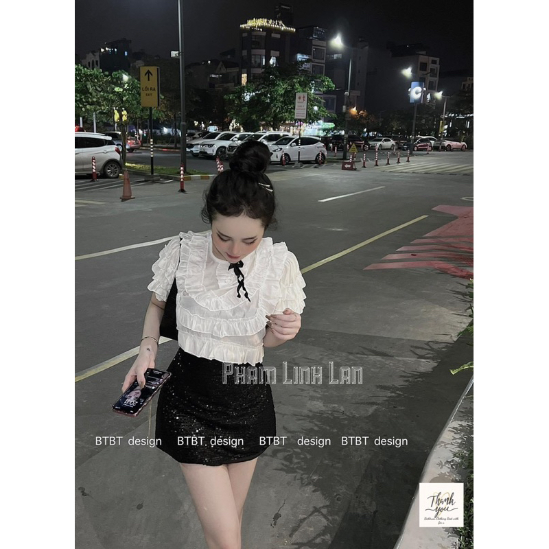 Set Áo Tơ Bèo Chân Váy Nhũ QC L1