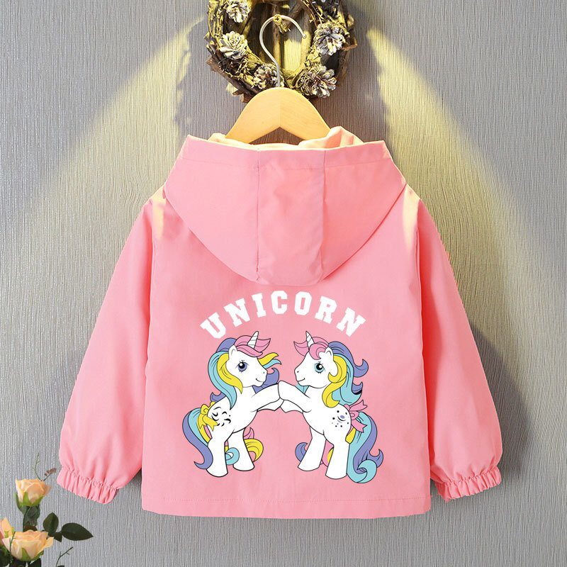Áo khoác gió trẻ em 2 lớp có nón ngựa pony chất liệu dù cotton thiết kế chống nắng chắn mưa nhẹ cho bé đi học mặc nhà