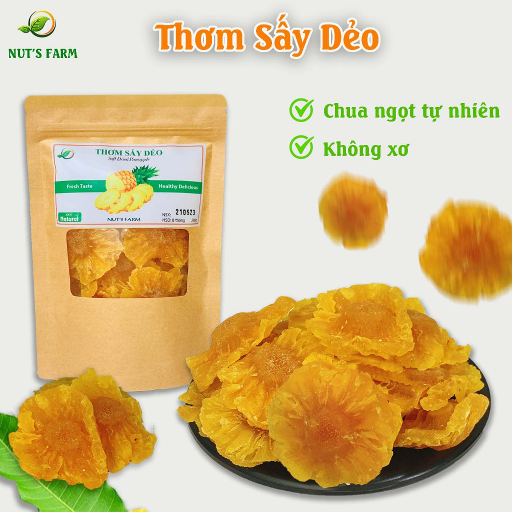Thơm sấy dẻo Nut Farm 300g, chua chua ngọt ngọt dẻo dẻo siêu ngon