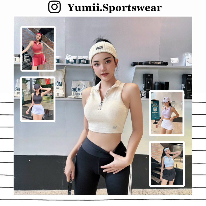 Áo Croptop Thể Thao Tập Gym Yoga Nữ - Áo Croptop Thể Thao Sát Nách Khoá Kéo, Chất Thun Gân Mềm, Co Dãn Tốt