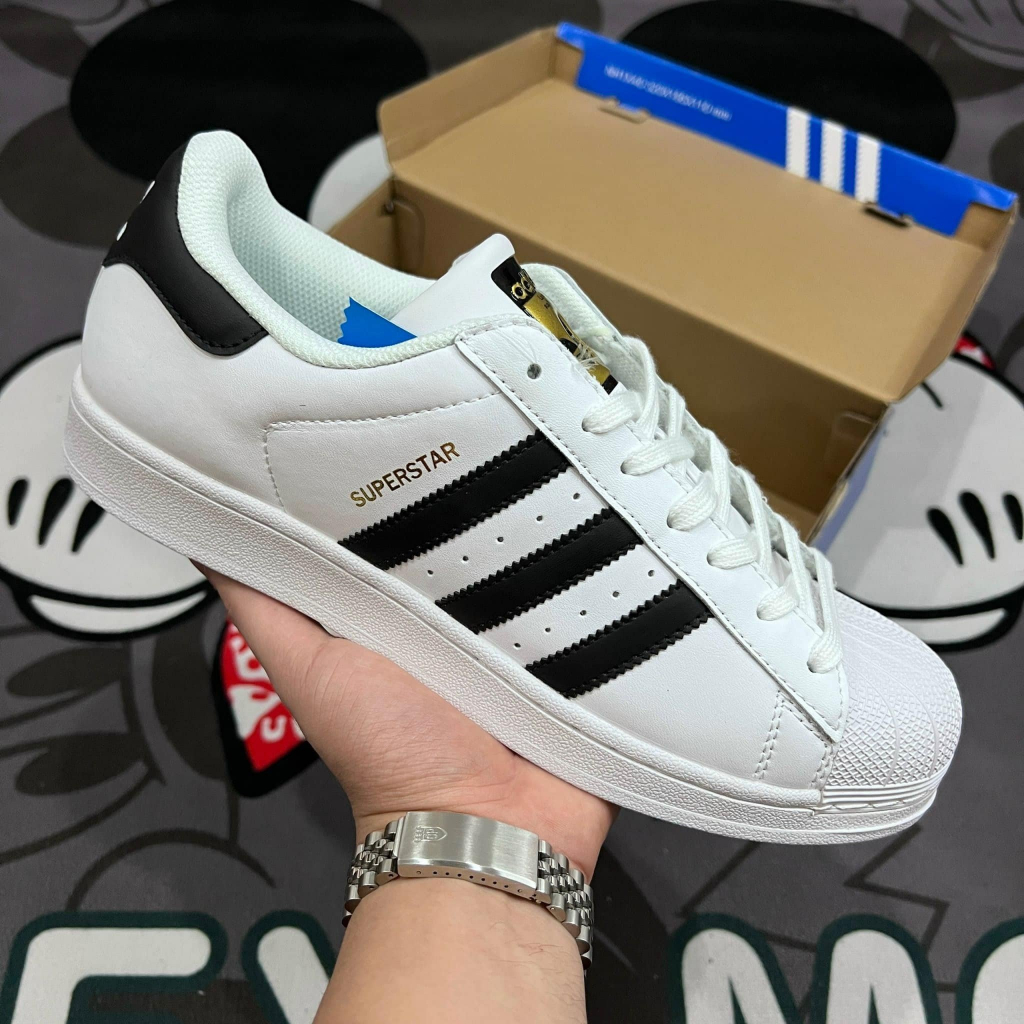 Giày Adidas Superstar Tem Vàng Nam Nữ, Giày Adidas Superstar Mũi Sò Trắng Sọc Đen Bản Cao Cấp Full Box Bill | BigBuy360 - bigbuy360.vn