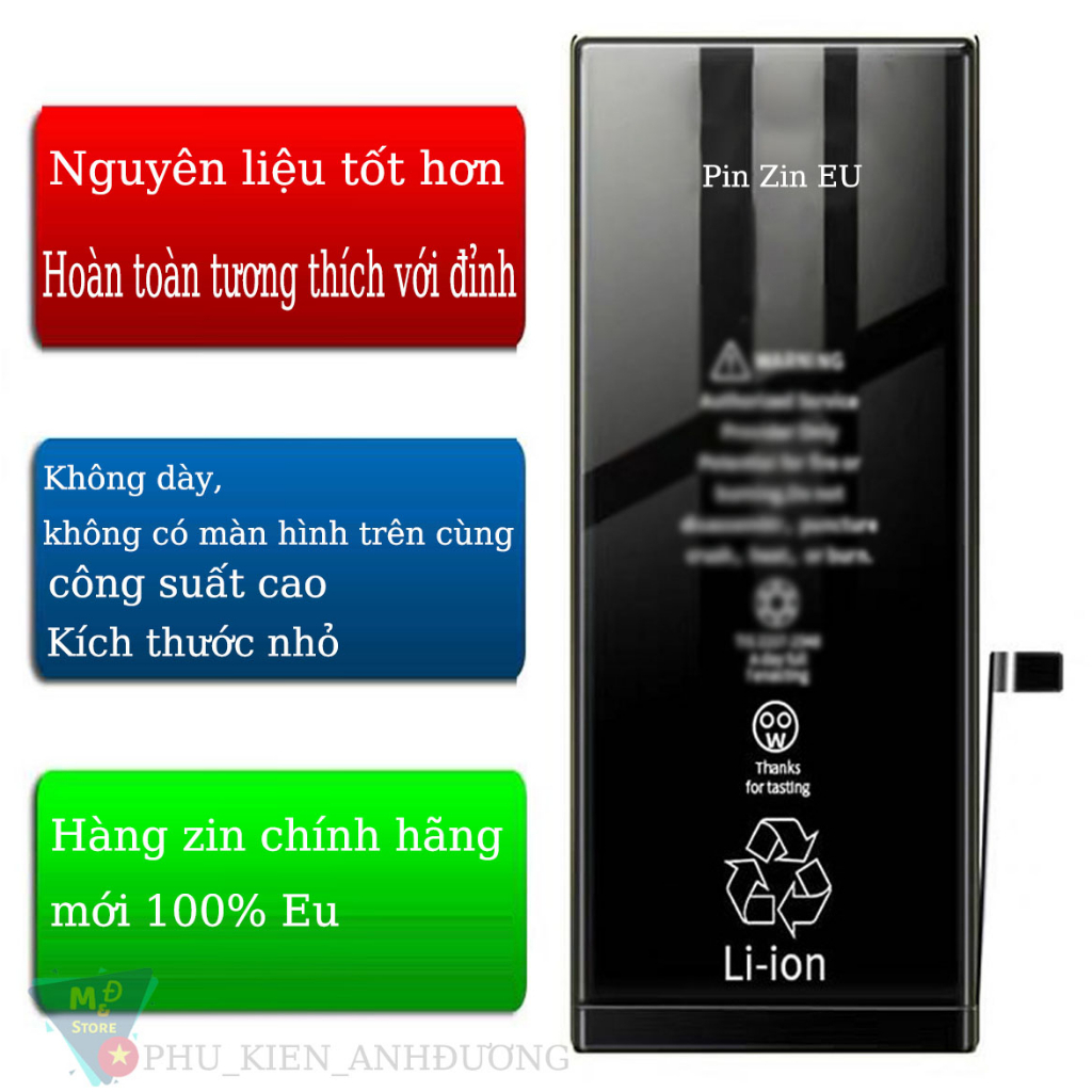 Pin E.U zin chất lượng cao cho Đt táo từ 6 đến xsm bảo hành 1 năm