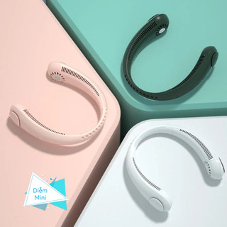 Quạt đeo cổ usb mini tích điện không cánh tiện lợi, có 3 chế độ gió siêu mát