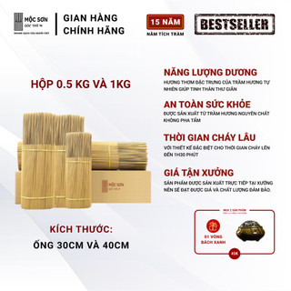 Nhang/Hương Trầm Hương Cao Cấp Trầm Hương Mộc Sơn, 30cm - 40cm Trầm hương sạch, an toàn cho gia đình