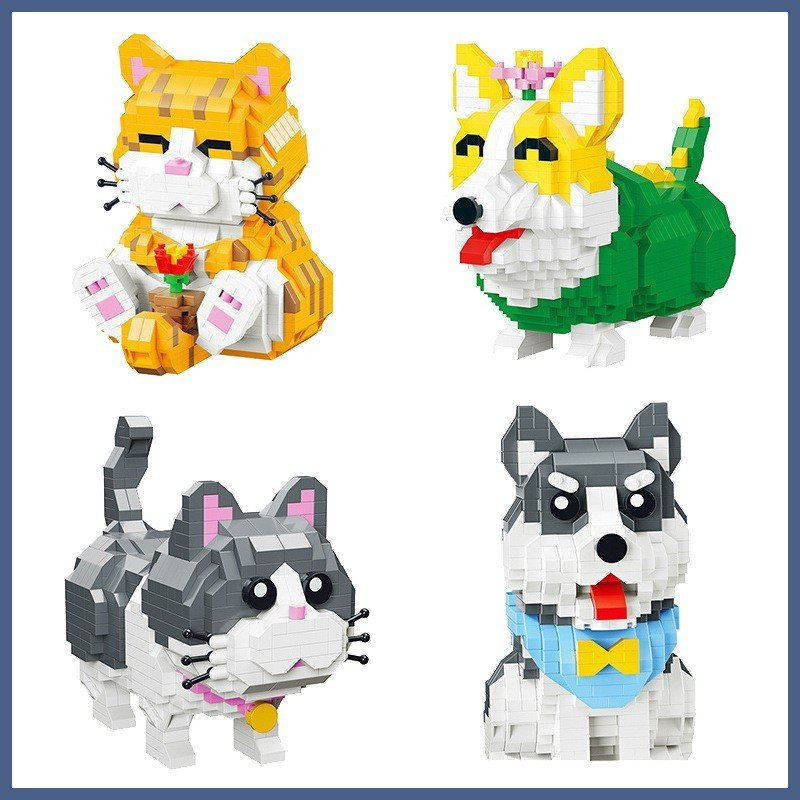 Le.go thú cưng động vật mèo chó cún dễ thương đồ chơi xếp hình nano 3d cho bé chuẩn mẫu có sẵn