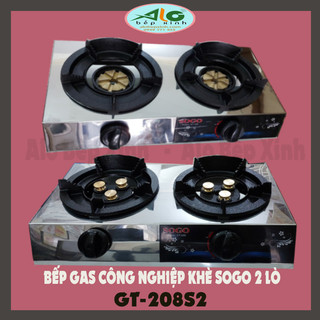 BẾP GAS 2 LÒ CÔNG NGHIỆP KHÈ SOGO GT-208S2 - bếp ga Sogo 2 lò nhỏ gọn, lửa xanh, mạnh, BH 1 năm - Alo Bếp xinh