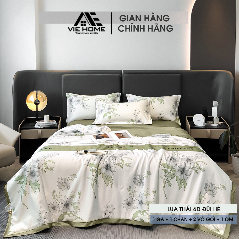 Bộ Chăn Ga Gối Lụa Thái 6D VIE Home  - Bedding Hàng nhập khẩu cao cấp - 4 Món nhiều họa tiết M2/M4/M6/M8