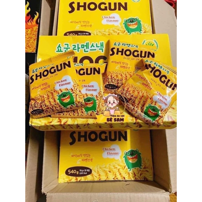 [Date T7.2024] Snack Mì Tôm Trẻ Em Ăn Liền SHOGUN Hàn Quốc Vị Gà Hộp Nguyên 30 gói