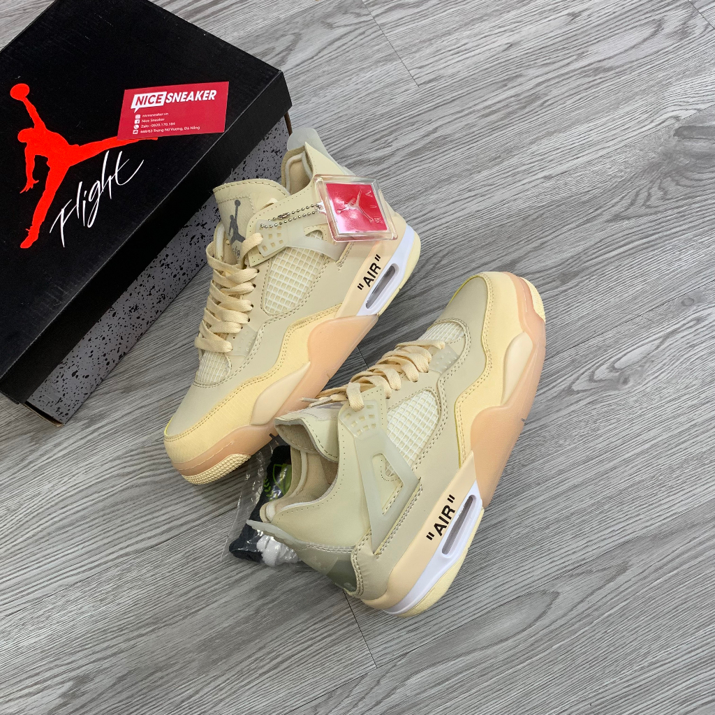 Giày Thể Thao Jordan 4 Off White Sail 1:1, Giày Sneaker JD4 Vàng Nhạt Full Box - NICE SNEAKER | Chất lượng siêu cấp.