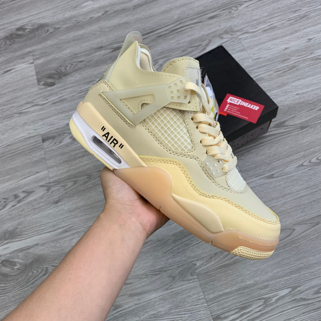 Giày Thể Thao Jordan 4 Off White Sail 1:1, Giày Sneaker JD4 Vàng Nhạt Full Box - NICE SNEAKER | Chất lượng siêu cấp.