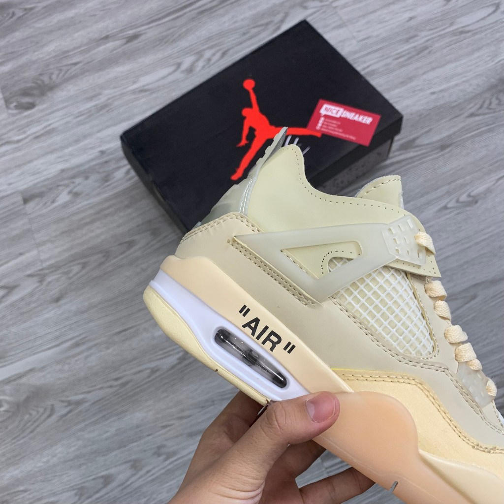 Giày Thể Thao Jordan 4 Off White Sail 1:1, Giày Sneaker JD4 Vàng Nhạt Full Box - NICE SNEAKER | Chất lượng siêu cấp.
