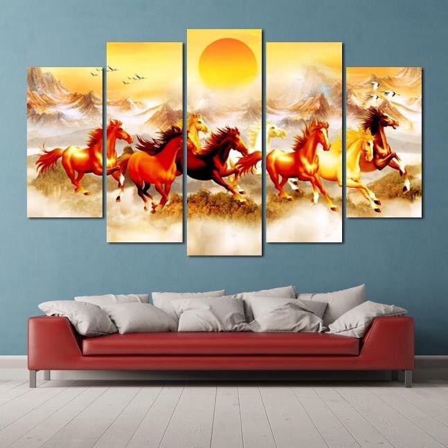 Bộ 5 Tranh Tráng Gương Treo Tường Mã Đáo Thành Công, Decor, Trang Trí Phòng Khách, Quà Tặng Tân Gia, Khai Trương