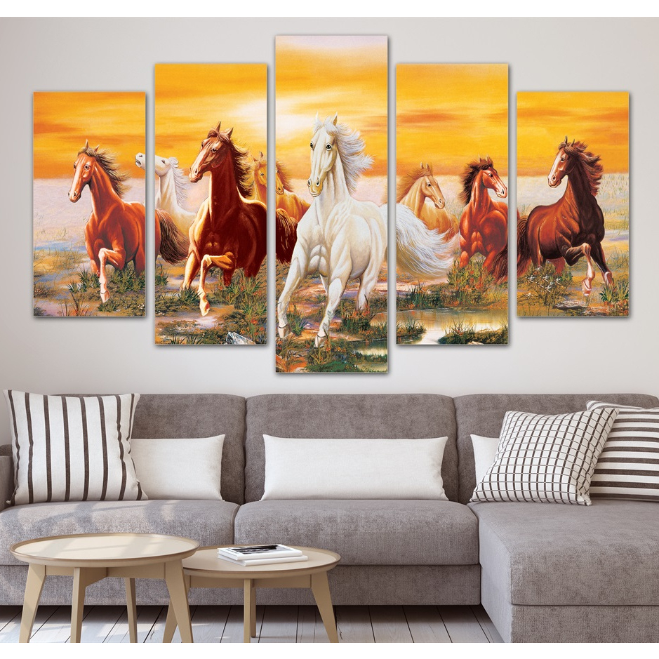 Bộ 5 Tranh Tráng Gương Treo Tường Mã Đáo Thành Công, Decor, Trang Trí Phòng Khách, Quà Tặng Tân Gia, Khai Trương