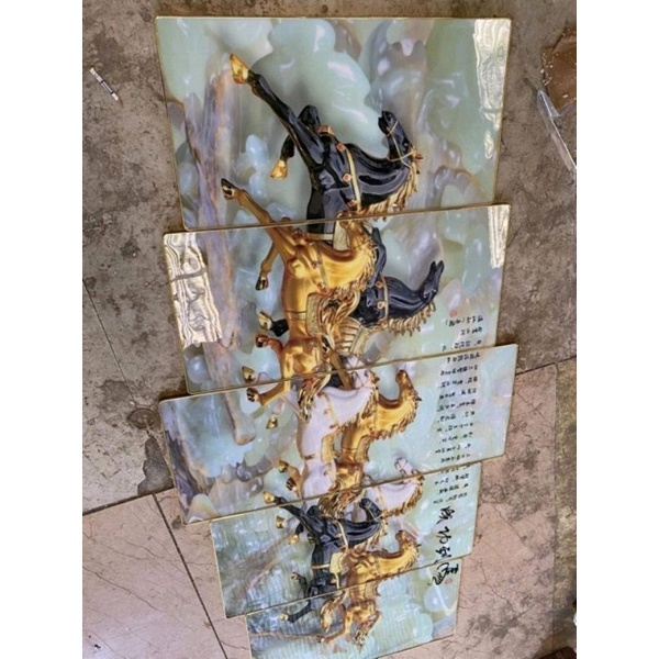 Bộ 5 Tranh Tráng Gương Treo Tường Mã Đáo Thành Công, Decor, Trang Trí Phòng Khách, Quà Tặng Tân Gia, Khai Trương