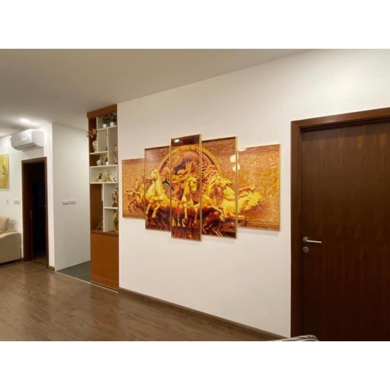 Bộ 5 Tranh Tráng Gương Treo Tường Mã Đáo Thành Công, Decor, Trang Trí Phòng Khách, Quà Tặng Tân Gia, Khai Trương