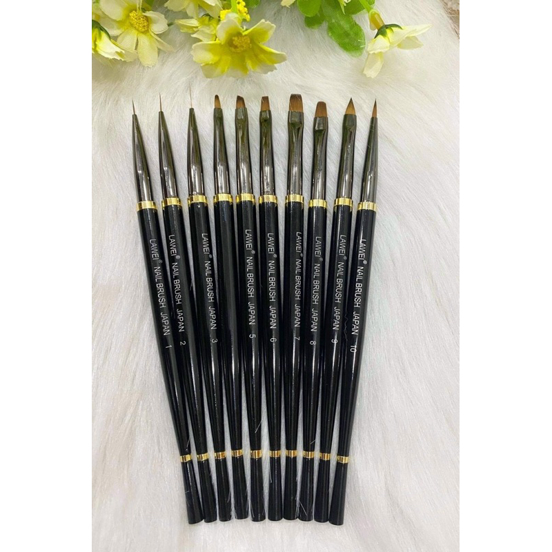Bộ 10 Cây Cọ Vẽ LAWEI Nail Brush Japan Chuyên Dụng - Cọ Vẽ Móng