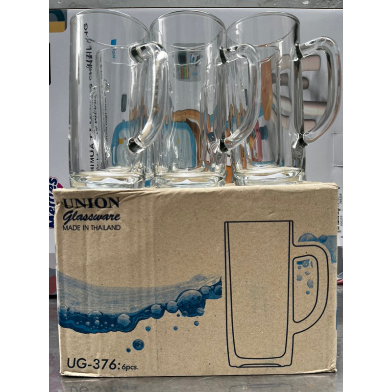 [ Hàng  Thái ]Bộ 6 Ly Thuỷ Tinh Union Glass Cao Cấp Cao Có Quai UG- 376 / 300ml