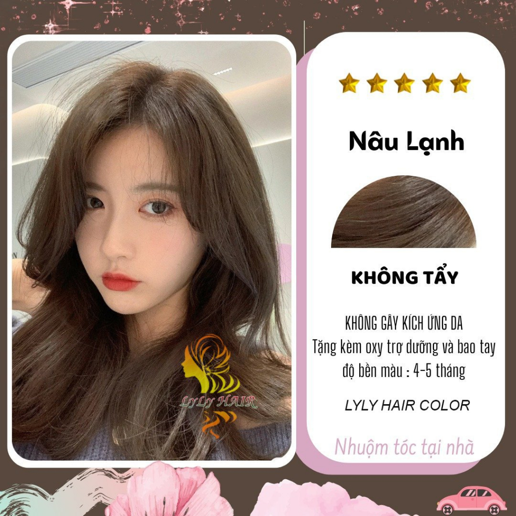 HOT 2023 Thuốc nhuộm tóc màu Nâu LẠNH tặng kèm oxy và gang tay