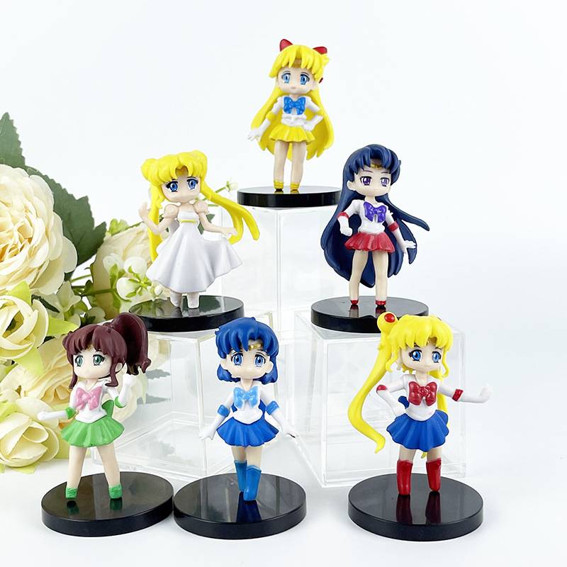 [Set quà Noel] Bộ 6 đồ chơi mô hình Thủy Thủ Mặt Trăng Sailor Moon cao 7 cm (tặng kèm chân đế) dùng trang trí bánh kem