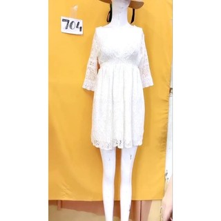 đầm thun ren trắng size S/M. S704