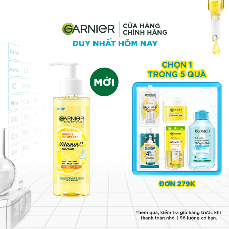 Gel rửa mặt Vitamin C sạch sâu dịu nhẹ dưỡng sáng da Bright Complete Vitamin C Gel Wash 120ml