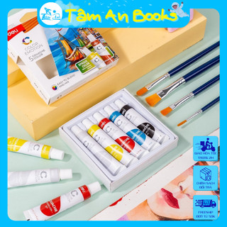 Màu nước gouache dạng tuýp 12 ml deli - 5 màu / 12 màu - tâm an books