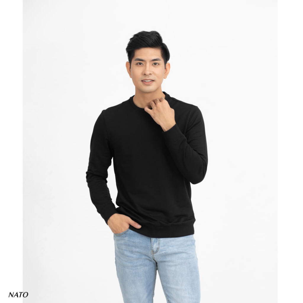 Áo Thun Tay Dài Nam SWEATER Trơn Vải Da Cá Cotton 100% Cao Cấp Basic Đẹp Màu Trắng Đen Đỏ Xanh Navy Co Giãn Dày NATO