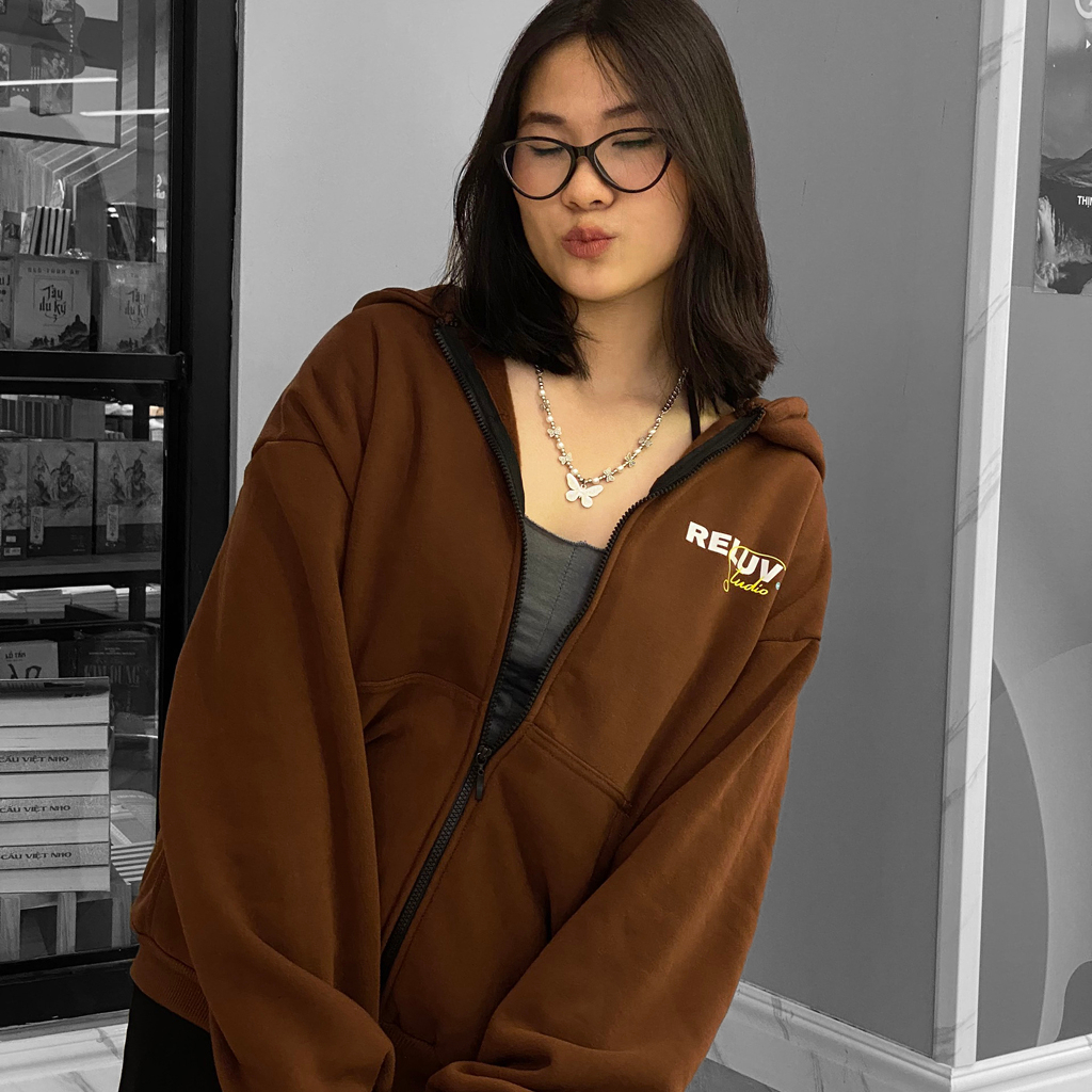 Áo hoodie zip Local Brand RELUV basic unisex nỉ ngoại - Áo khoác nỉ dây kéo trơn nam nữ ullzang 2 màu - RELUV.STUDIO