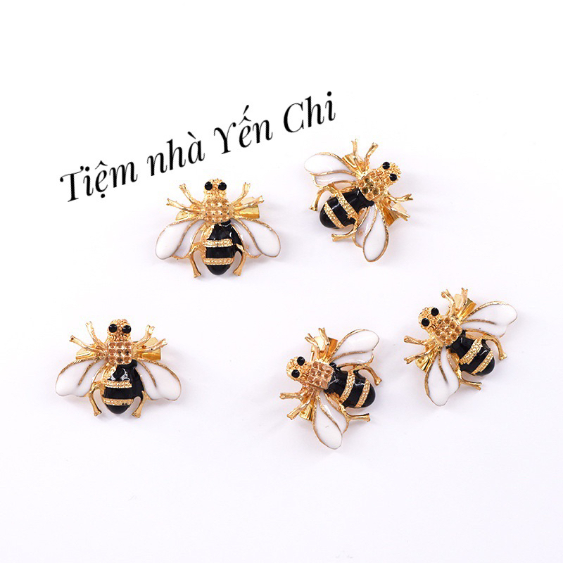 Phụ kiện DIY cài áo HÌNH CON ONG CÁNH TRẮNG / ĐEN phụ kiện ghim cài áo hình (3cm x 2.2cm )