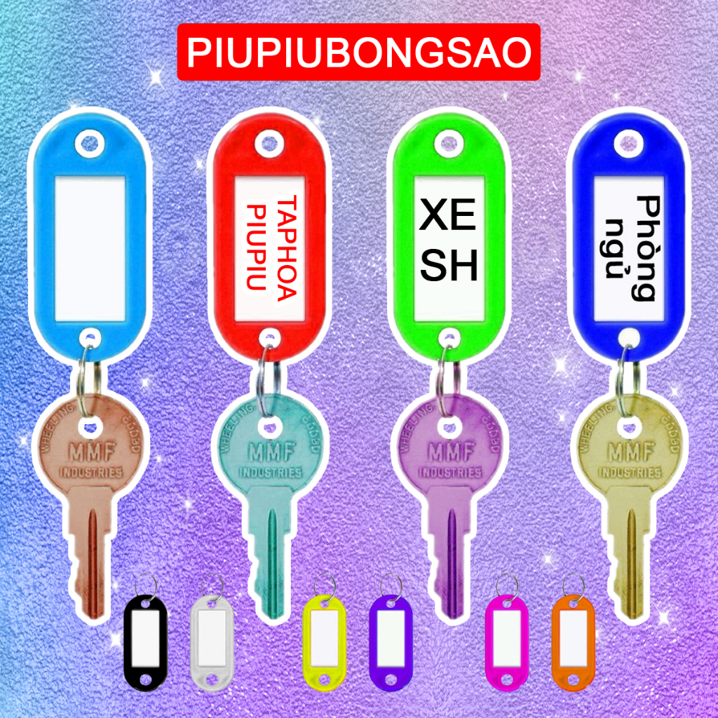 Combo 200 Móc Khóa Thẻ Ghi Chú Hành Lý, Đánh Dấu Chìa Khóa, Thẻ Tên Name Tag Ghi Thông Tin (10 Màu)