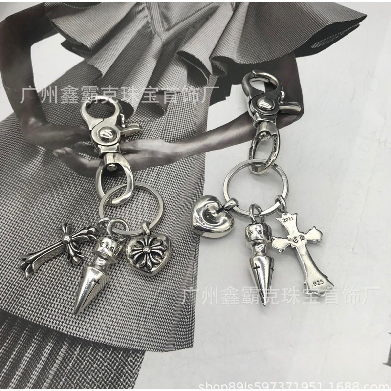 Móc Khoá CHROME HEART Thép Titan CH-224 - Móc Đeo Quần hoạ tiết Thánh Giá Chrome heart Lớn CH/ Chrome heart
