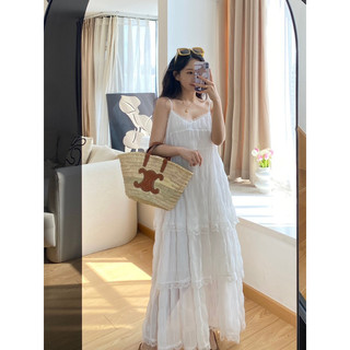 Váy trắng 2day phối ren ba tầng xinh xắn đi biển cho nữ phong cách trẻ trung