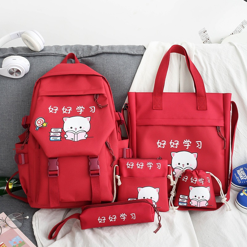 Balo Bộ 4 Món, Combo 4 Món Đi Học Đi Chời Thời Trang Hình Mèo Kẹo