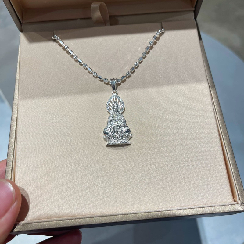 Mặt dây chuyền quan âm bồ tát bạc ý cao cấp - Trang Sức MINA JEWELRY