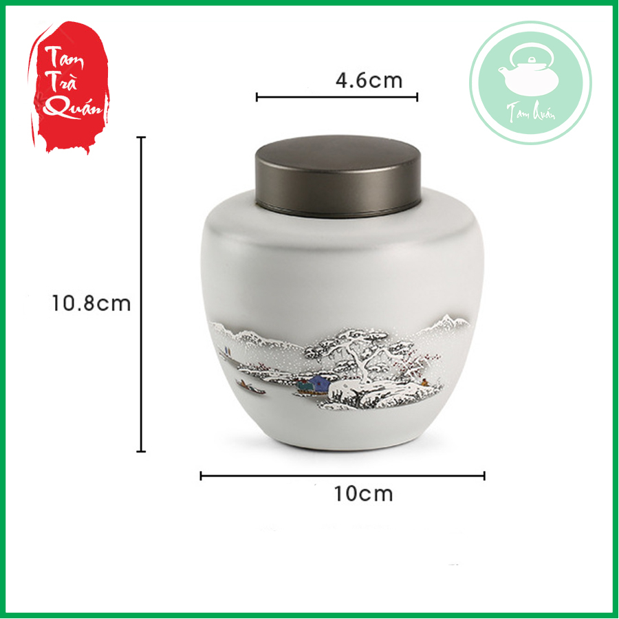 Hũ đựng trà men trắng Đức Hóa