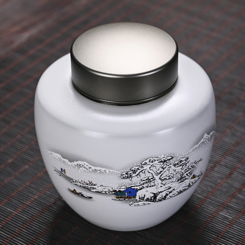 Hũ đựng trà men trắng Đức Hóa