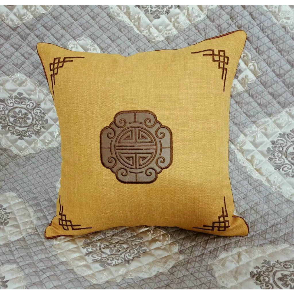 Vỏ gối tựa thêu chữ thọ kích thước 50x50
