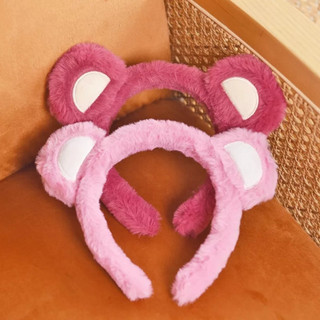 Bờm Cài Tóc Phủ Lông Hình Tai Gấu Hồng LOTSO