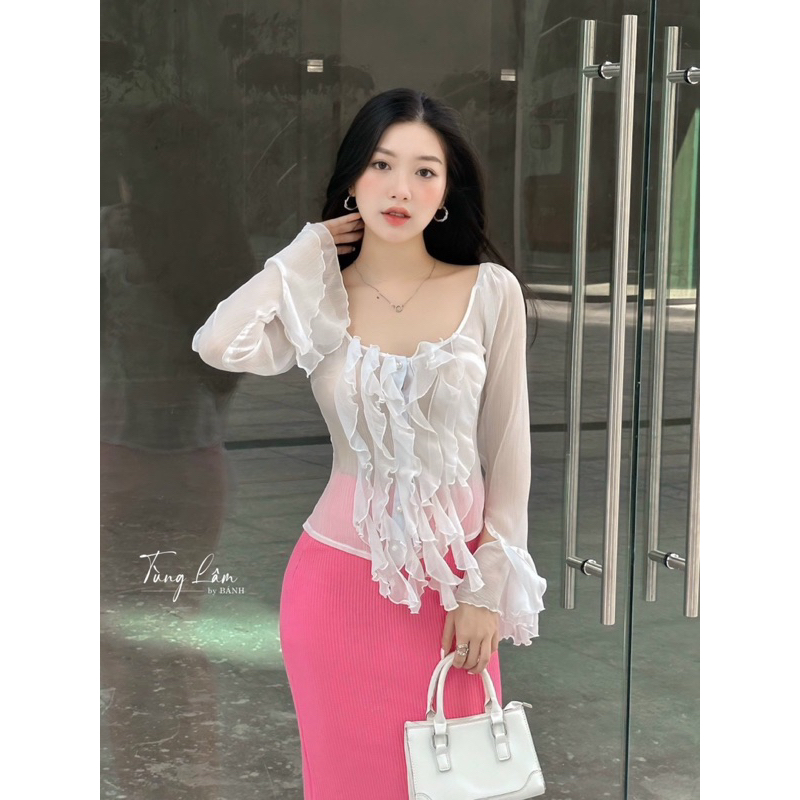 Áo bèo nữ cổ rộng dễ phối đồ