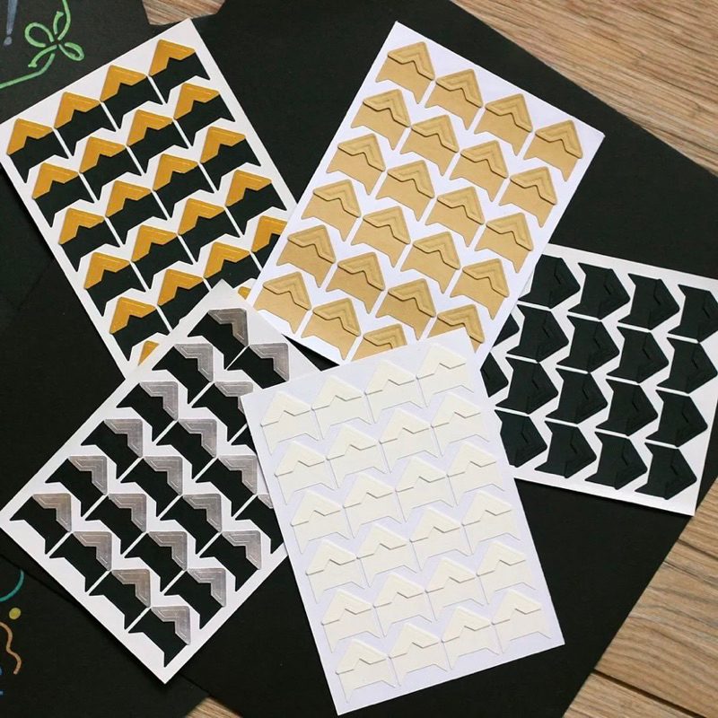 24 Miếng Dán Nẹp Giấy Cố Định Bảo Vệ Góc Hình Ảnh Trang Trí Album Sticker Vintage Giấy Kraft PVC Phụ Kiện Dán Sổ Tay DIY