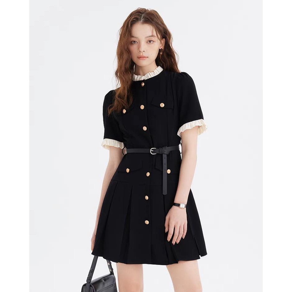 Zine dress - Váy đen kèm đai