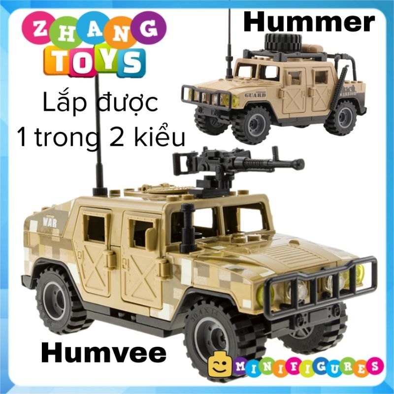 Đồ chơi Xếp hình Xe bọc thép Hummer Humvee HMMWV M1114 gồm 72 hình lắp được 2 kiểu Minifigures TBS J773