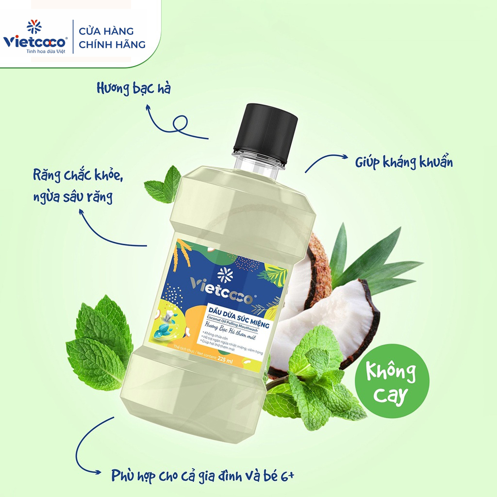 DẦU DỪA XÚC MIỆNG - HƯƠNG BẠC HÀ THƠM MÁT -  VIETCOCO